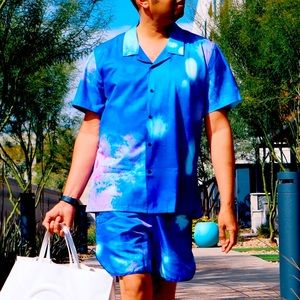 Fashion Nova Men Astro Print Swim Shorts In Large